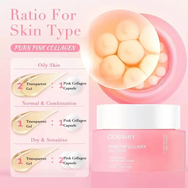 Korean PDRN Pink Collagen Capsule Cream with Niacinamide Cream for Uneven Skin Tone Lightweight Face Moisturizer Non Greasy care - PrimeNest