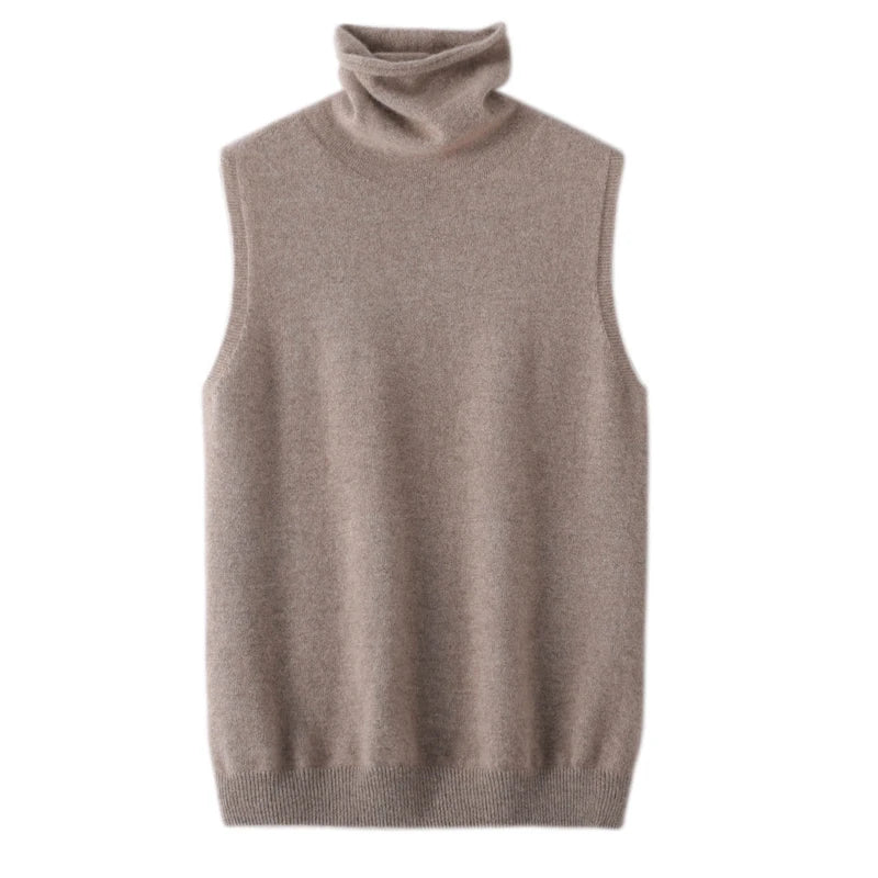 Merino Wool Sleeveless Turtleneck Vest