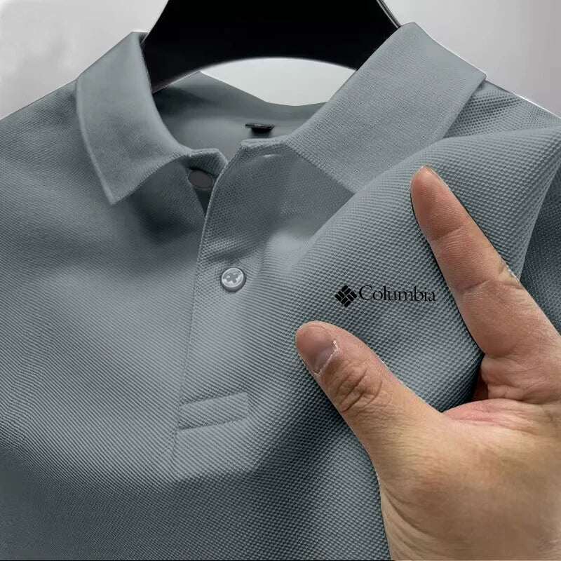2026 Summer Must-Have Comfortable Men's Golf Shirt, Solid Color, Stylish Casual Button-Down Business Style Men's Polo Shirt