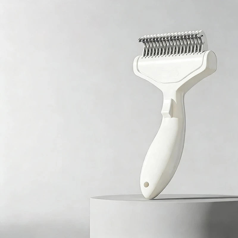 Pet Hair Removal Comb Curved Stainless Steel Teeth for Dogs Cats Detangling Brush for Long Thick Hair Professional Grooming Tool - PrimeNest