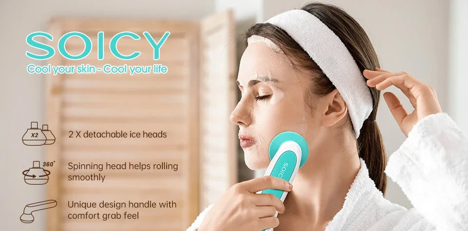 Face Ice Roller Eyes Facial Cooler Neck Face Massagers Ice Massage Roller Cooling Derma Stamp Cold Therapy Skincare With 2 Heads