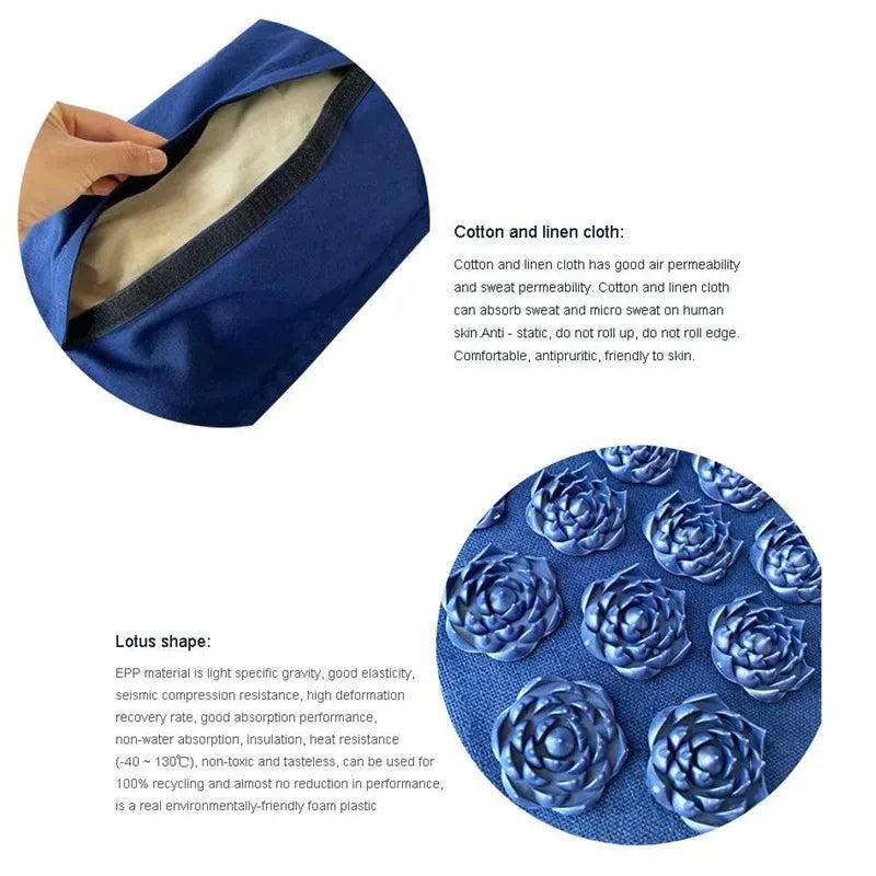 Spike Mat Acupressure Mat, Massage Mat Acupuncture Pillow Set Yoga Mat Needle Relieve Back, Neck and Sciatic Pain, Relax Muscles