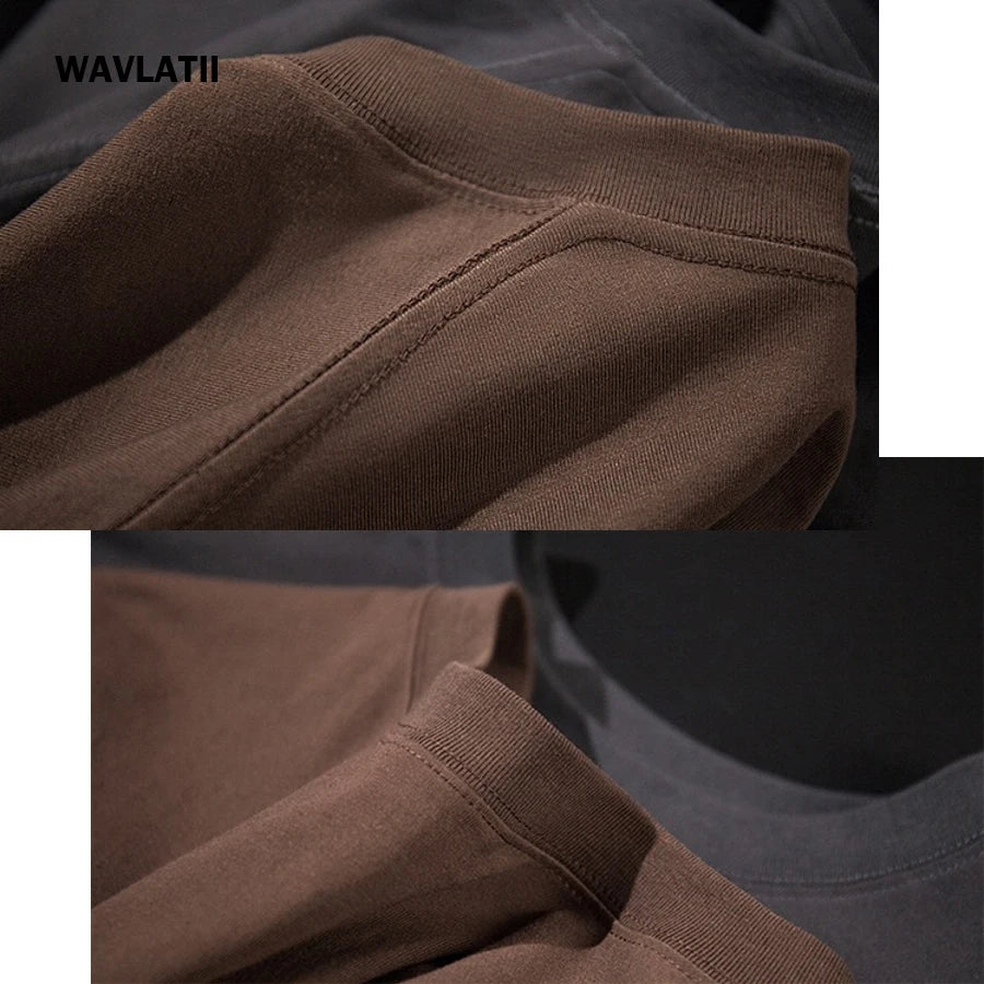 WAVLATII Women New Oversized T shirts Female 260 GSM White Casual Streetwear Tees Unisex Solid Korean Cool Tops for Young WT2560