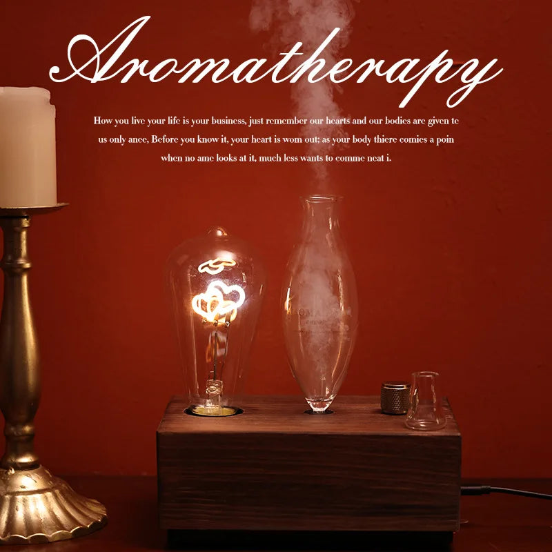 Aroma Diffuser Vintage Tungsten Filament Lamp Aromatherapy Machine Humidifier Lighting Sandalwood Pure Essential Oil Diffuser