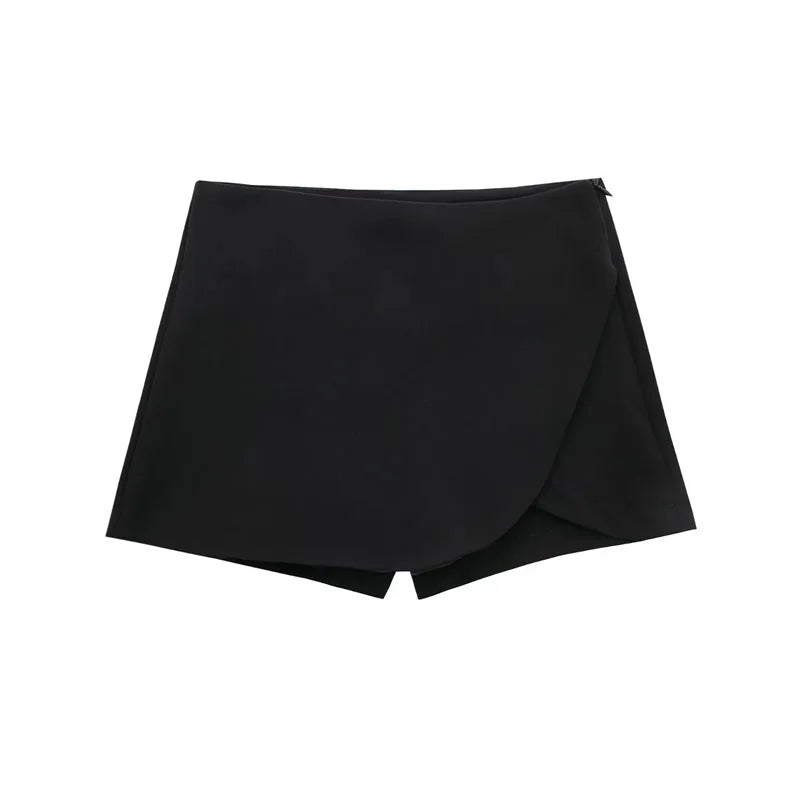 High Waist Asymmetric Mini Skort