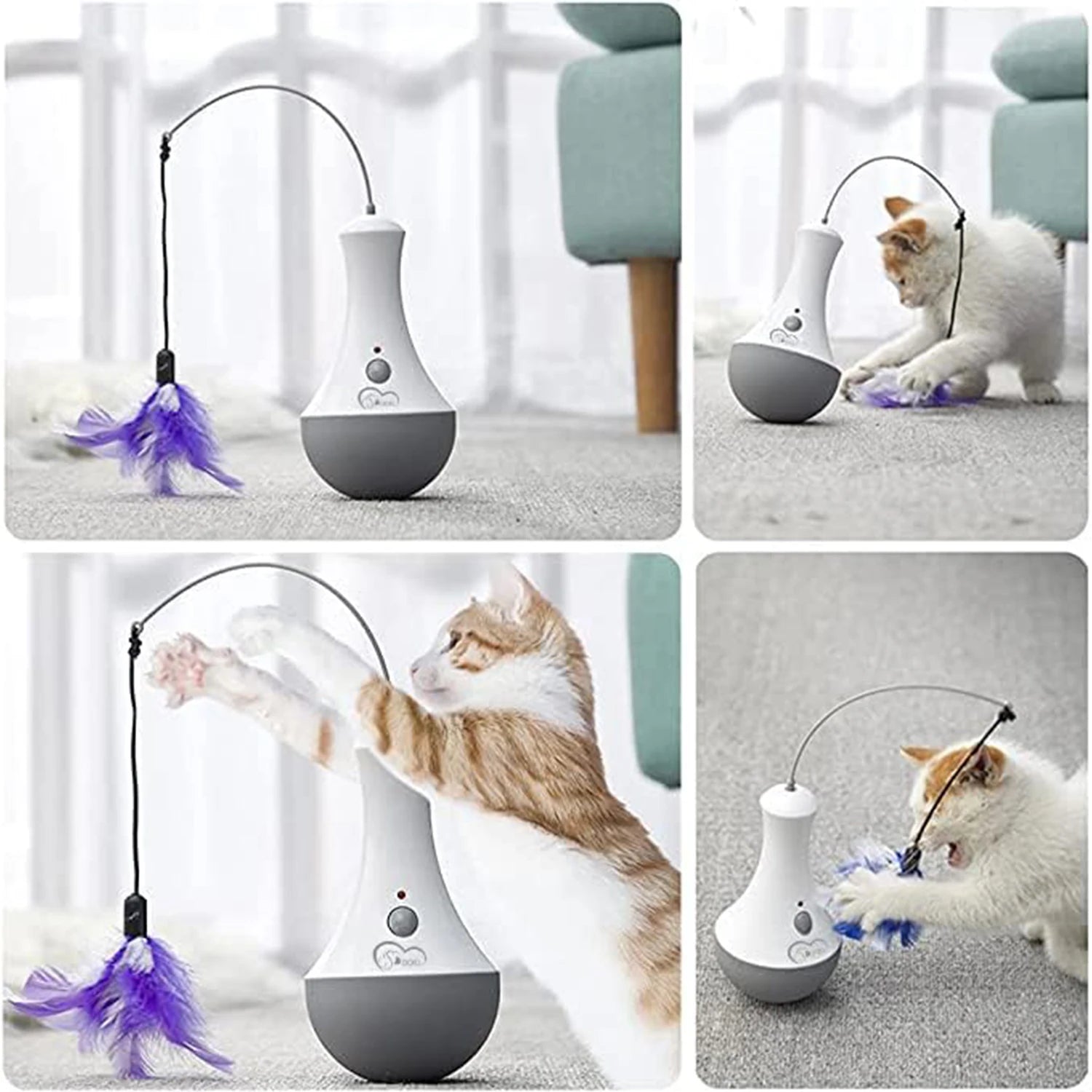DOEL Cat Interactive Toys Funny Feather Kitten Teaser Indoor Play Automatic Toy Gift Cat Feather Toy - PrimeNest