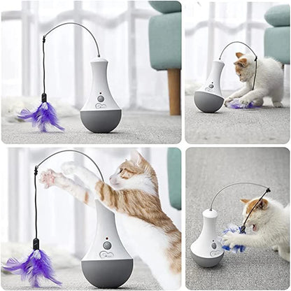 DOEL Cat Interactive Toys Funny Feather Kitten Teaser Indoor Play Automatic Toy Gift Cat Feather Toy - PrimeNest