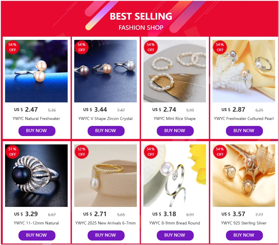 YWYC Freshwater Cultured Pearl 925 Sterling Silver Rings for Women Open Adjustable Rings Jewlery Gift Wholesale