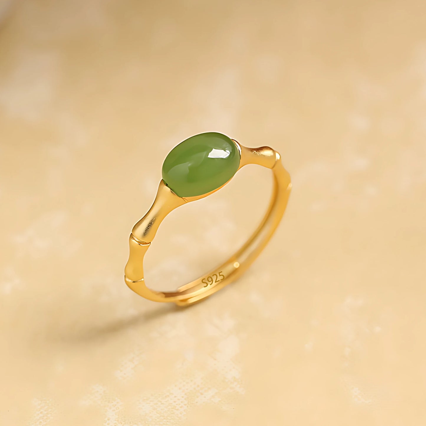 PANJBJ 925 Sterling Silver Hotan Jade Geometric Ring for Women Girl Adjustable Retro Delicate Jewelry Birthday Gift Dropshipping