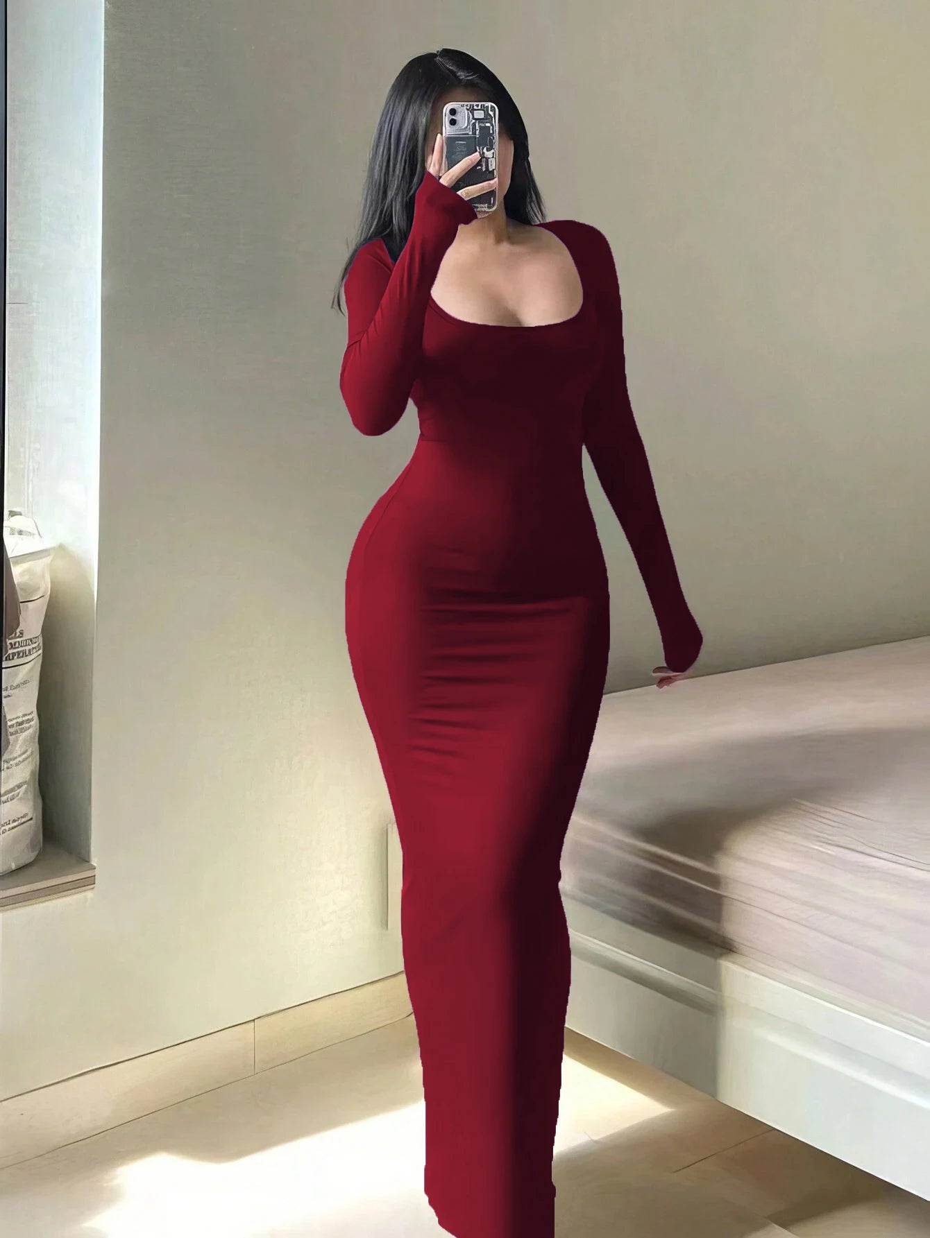 Scoop Neck Bodycon Maxi Dress