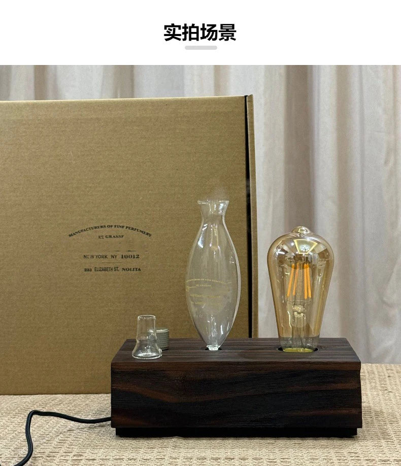 Aroma Diffuser Vintage Tungsten Filament Lamp Aromatherapy Machine Humidifier Lighting Sandalwood Pure Essential Oil Diffuser