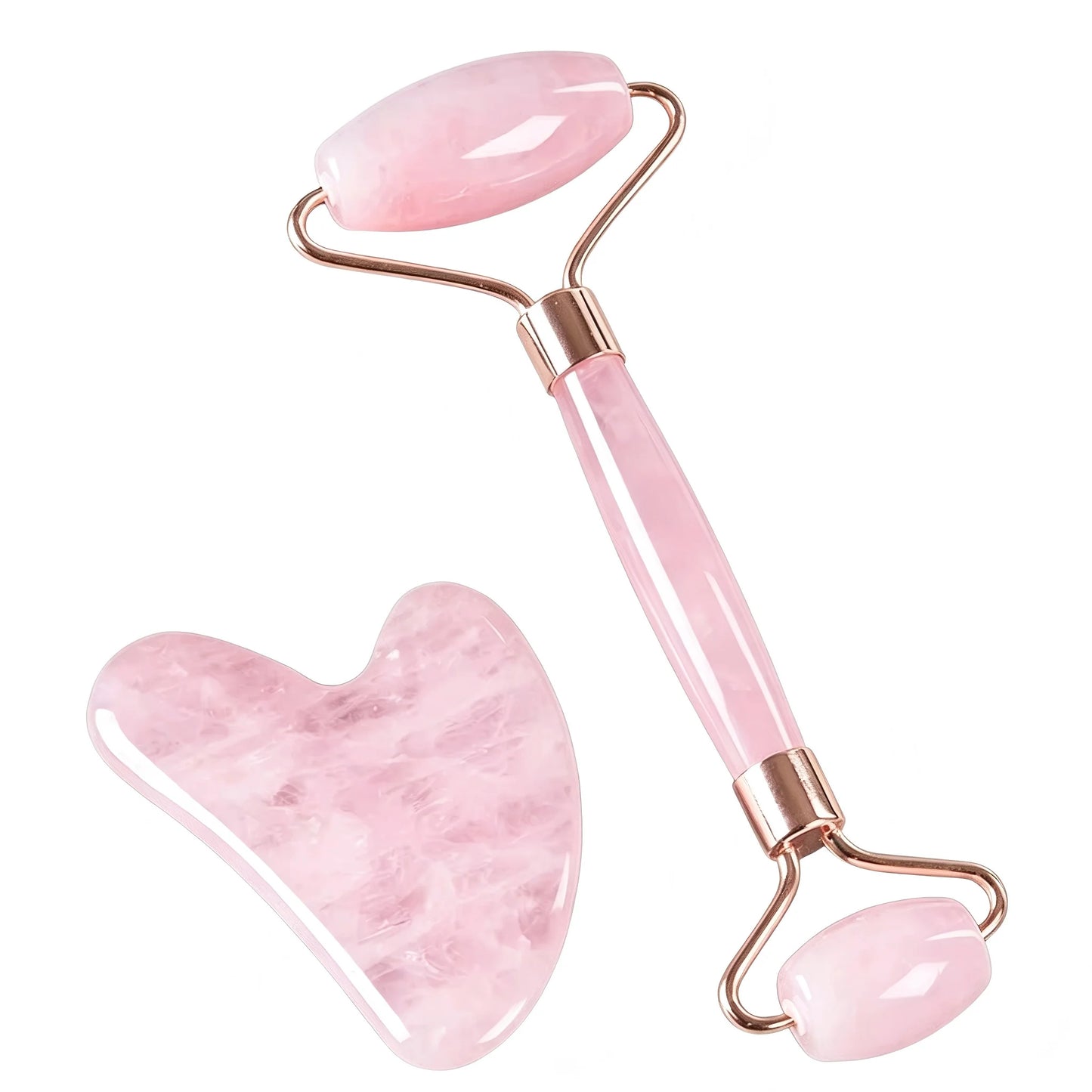 Natural Jade Roller & Gua Sha Board Set Double Head Facial Massager Anti-Aging Skin Care Tool