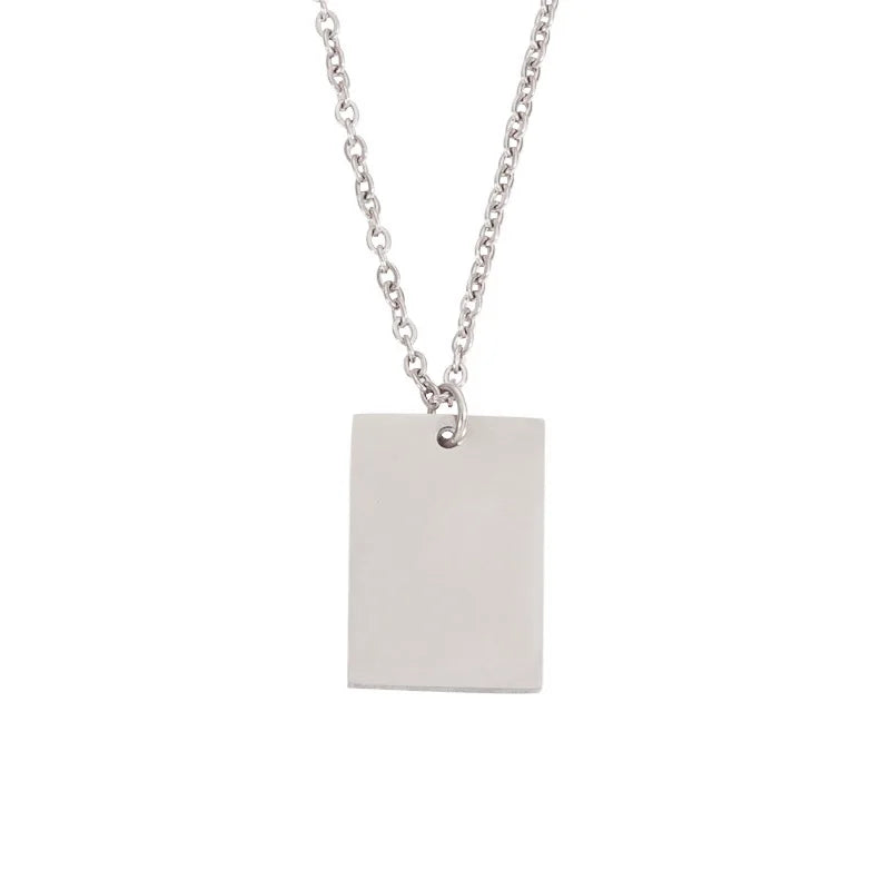 10Pcs 22*15mm Rectangle Pendant Necklace Stainless Steel Cable Chain Necklace For DIY Custom Name Logo Women's Jewelry