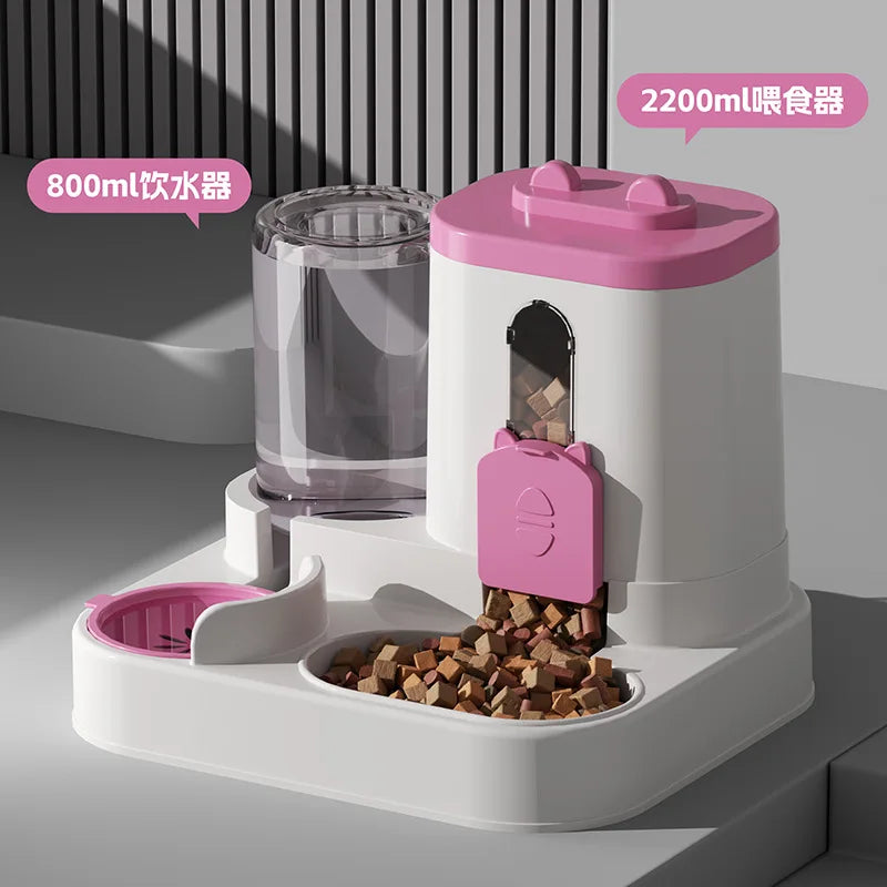 Cat Bowl Automatic Feeder with Spill Proof Design with Water Fountain Pet Food Dispenser for Small Medium Large Cats Dogs - PrimeNest