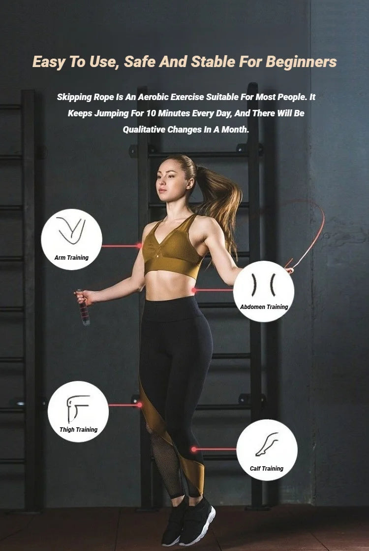 Jump Rope Steel Wire Skipping Exercise Adjustable Jumping Fitness Workout Training Home Sport Equipment Tangle-Free Student