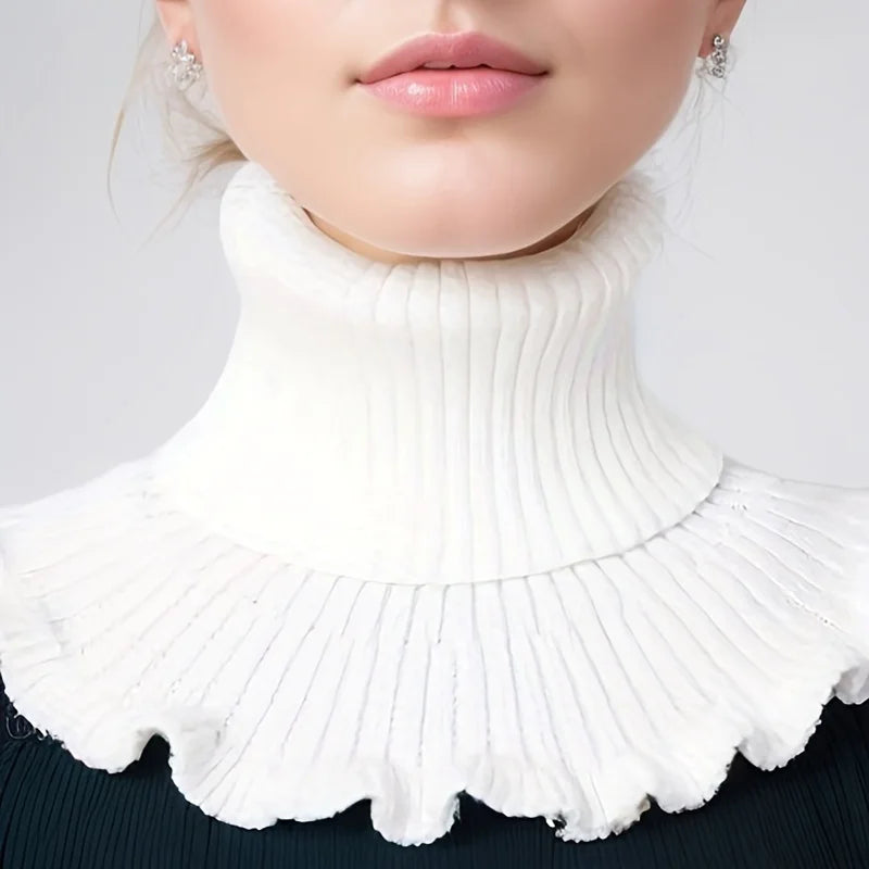 Ruffle Edge Knitted Neck Warmer Scarf