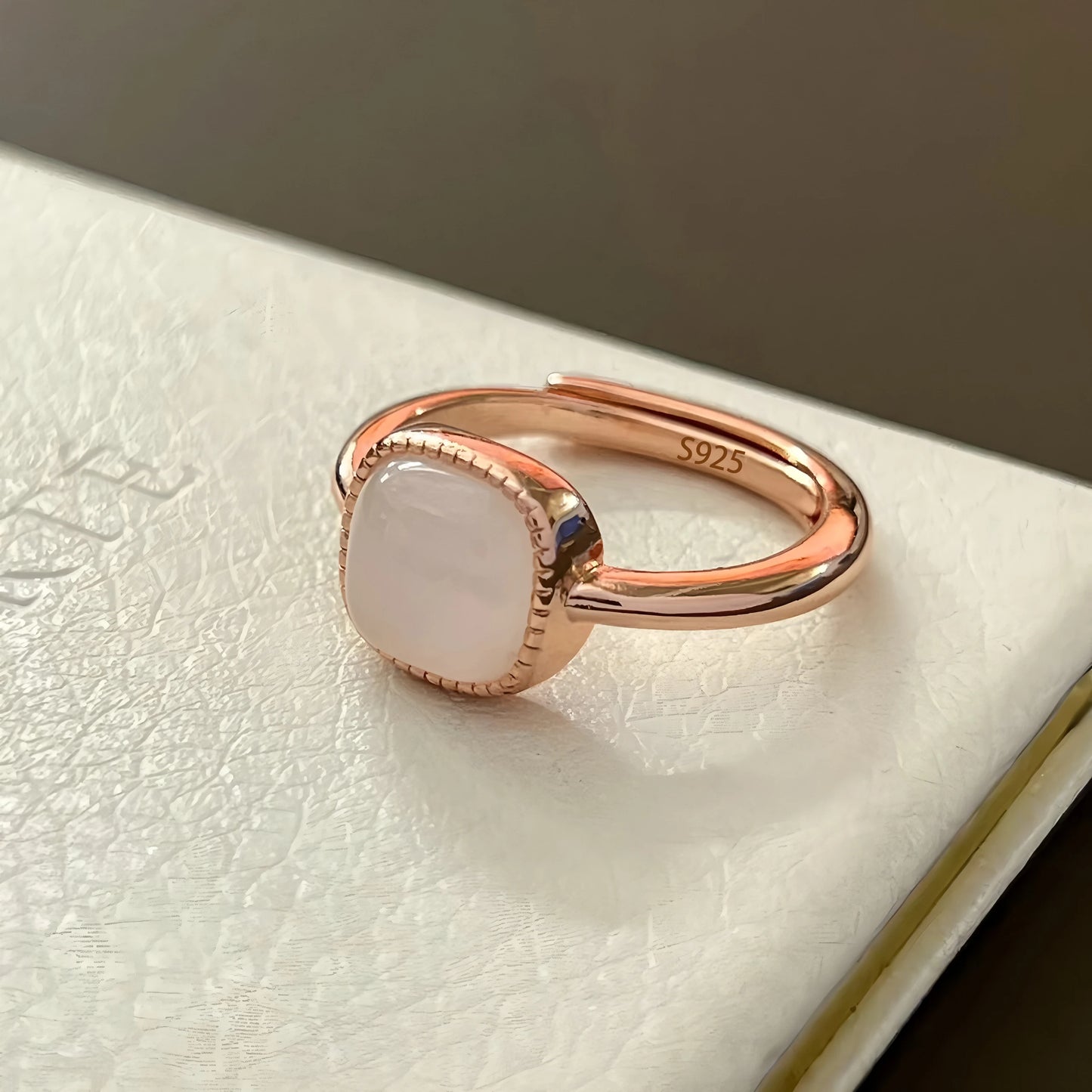 PANJBJ 925 Sterling Silver Hotan Jade Geometric Ring for Women Girl Adjustable Retro Delicate Jewelry Birthday Gift Dropshipping