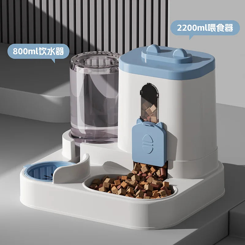 Cat Bowl Automatic Feeder with Spill Proof Design with Water Fountain Pet Food Dispenser for Small Medium Large Cats Dogs - PrimeNest