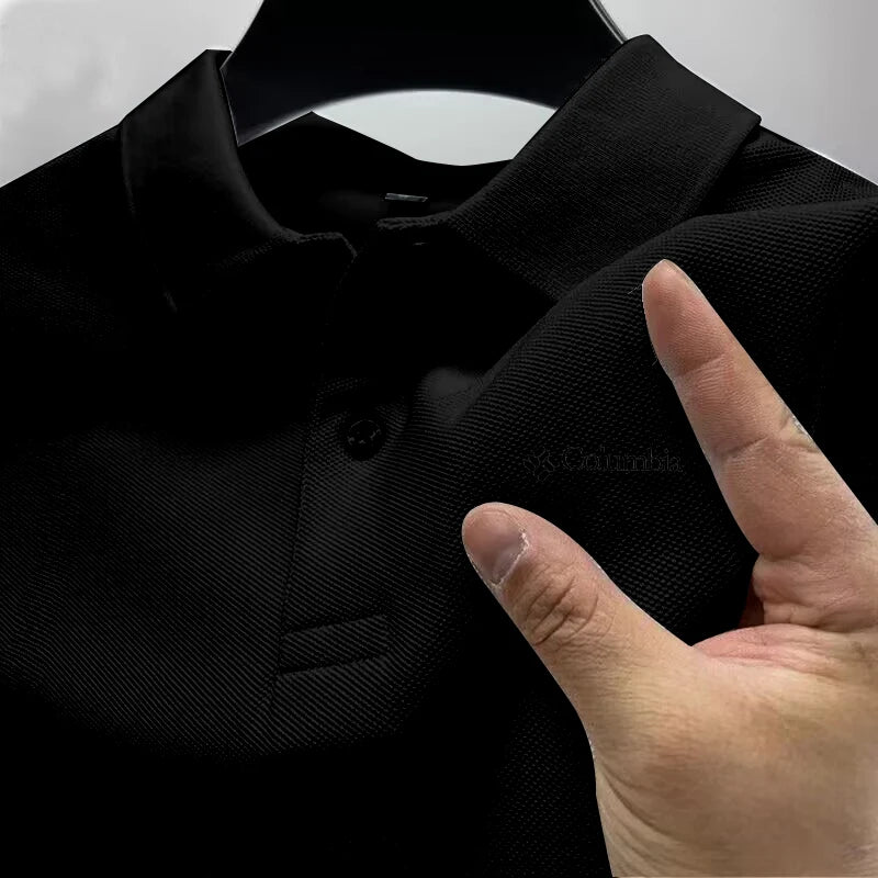 2026 Summer Must-Have Comfortable Men's Golf Shirt, Solid Color, Stylish Casual Button-Down Business Style Men's Polo Shirt