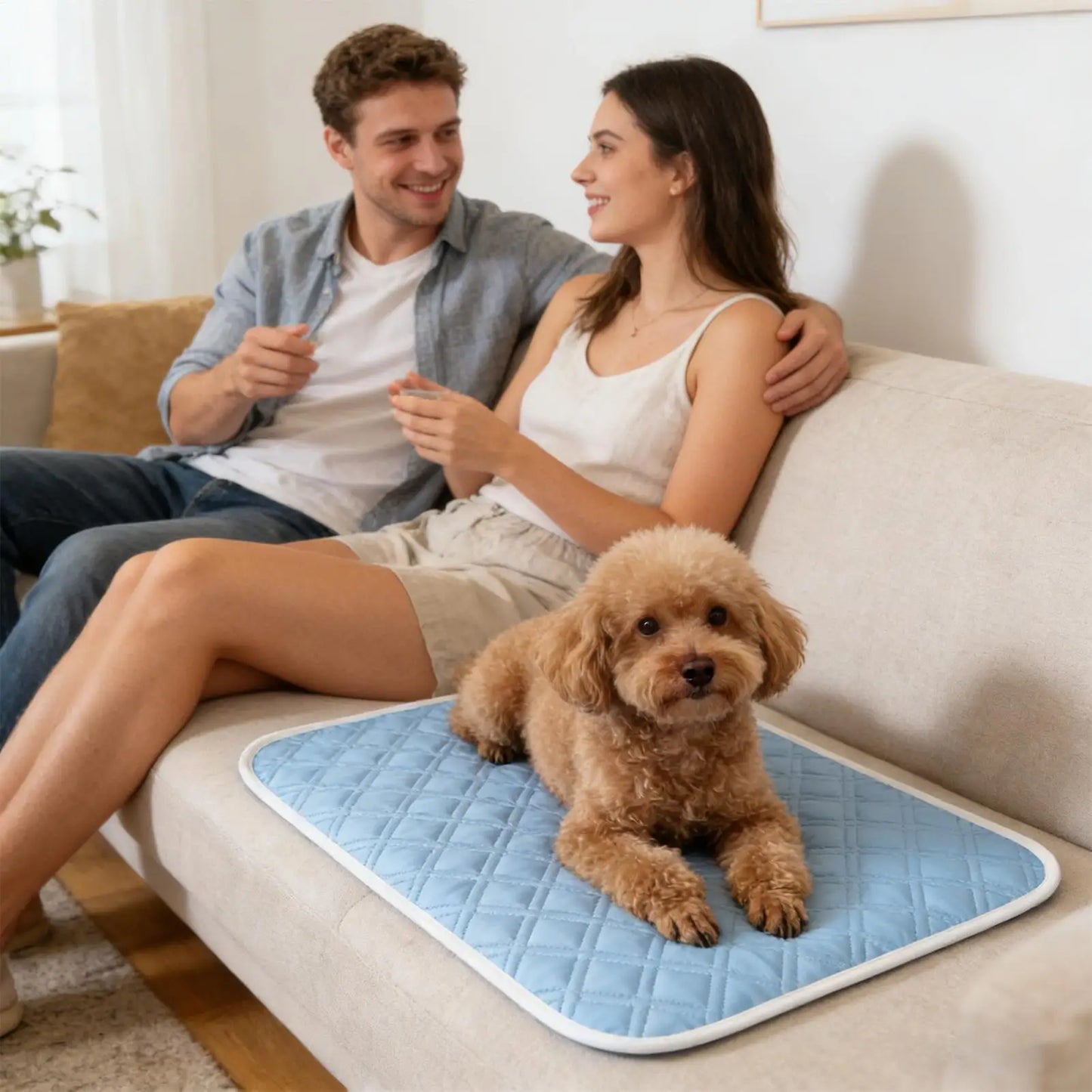 Cooling Pad for Dog Sweat Absorbent Sleeping Rug 45x35cm Soft Self Cooling Pet Mat for Small Medium Large Dog Kitten Crate - PrimeNest