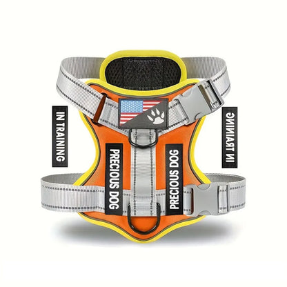 Reflective Dog Vest Harness with 5 PCS Patches Service Dog Harness Adjustable Soft Oxford Pet Harness