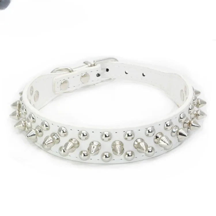 Adjustable Leather Pet Dog collar Neck Strap Supplies PU Leather Punk Rivet Spiked Dog Collar Pet Collars For Small Dog Cat - PrimeNest