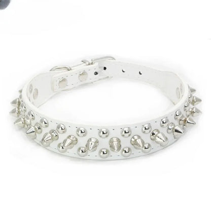 Adjustable Leather Pet Dog collar Neck Strap Supplies PU Leather Punk Rivet Spiked Dog Collar Pet Collars For Small Dog Cat - PrimeNest