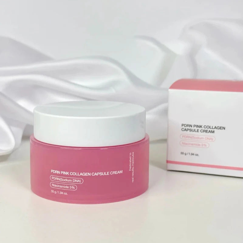 Korean PDRN Pink Collagen Capsule Cream with Niacinamide Cream for Uneven Skin Tone Lightweight Face Moisturizer Non Greasy care - PrimeNest