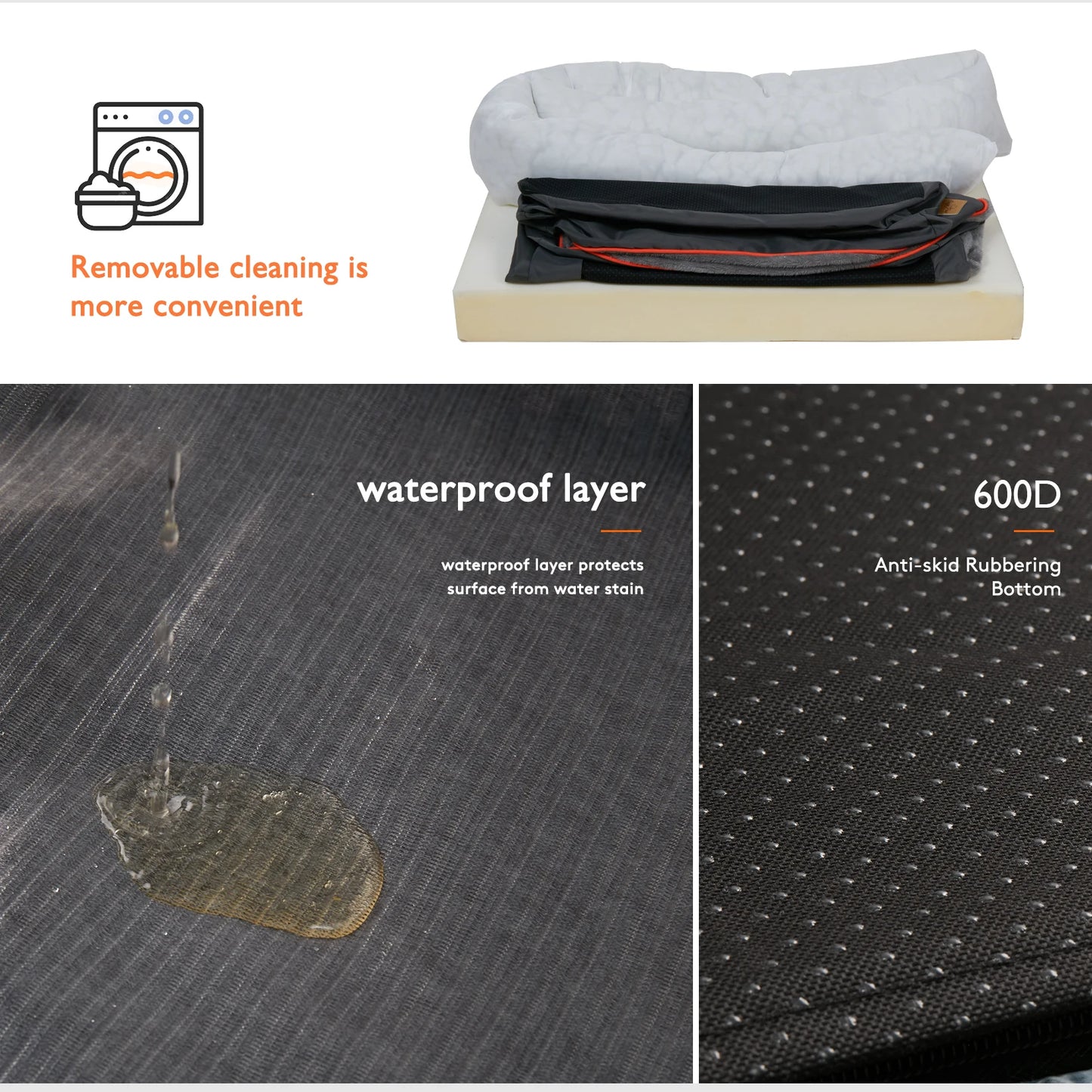 BINGOPAW Large Dog Bed with Washable Cover