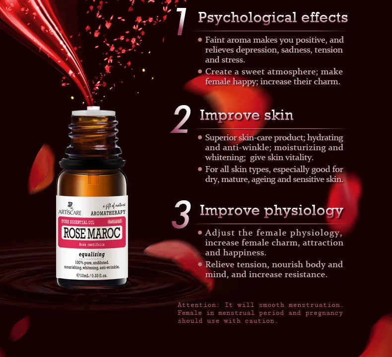 100% Natural Rose Essential Oil 10ml Moisturize and Hydrating Massage oils Skin Care Facial Morocco Pure Rose oil