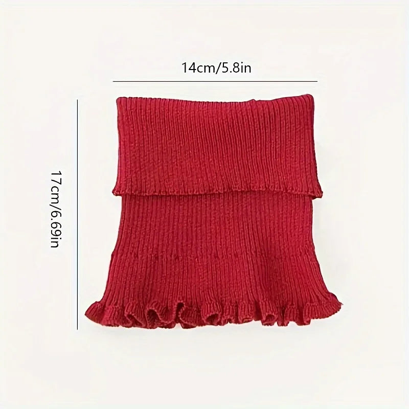 Ruffle Edge Knitted Neck Warmer Scarf