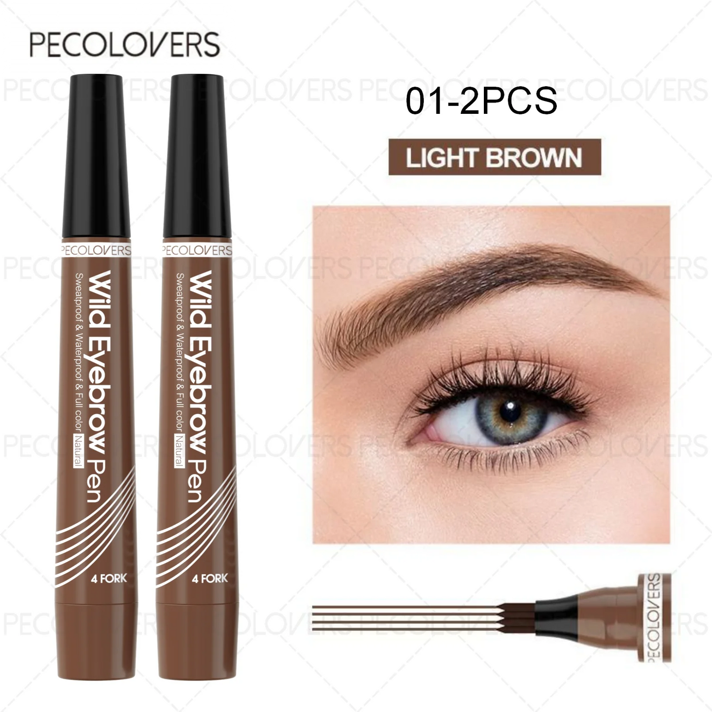 6 Colors 1pc Eyebrow Pen Waterproof 4 Split Tip Eyebrows Pen Eyebrow Tattoo Pen Waterproof Liquid Black Eyebrow Makeup Pencil - PrimeNest