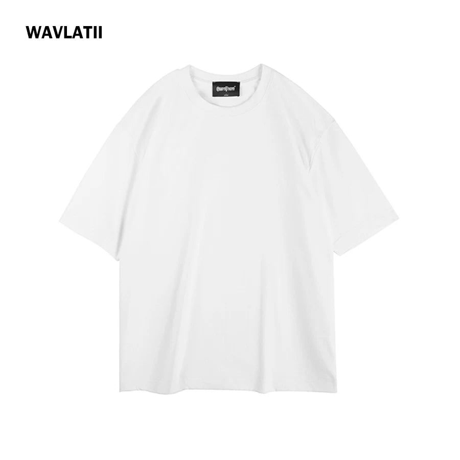 WAVLATII Women New Oversized T shirts Female 260 GSM White Casual Streetwear Tees Unisex Solid Korean Cool Tops for Young WT2560