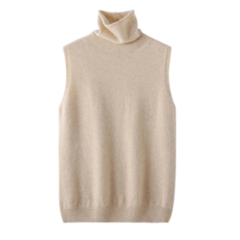 Merino Wool Sleeveless Turtleneck Vest