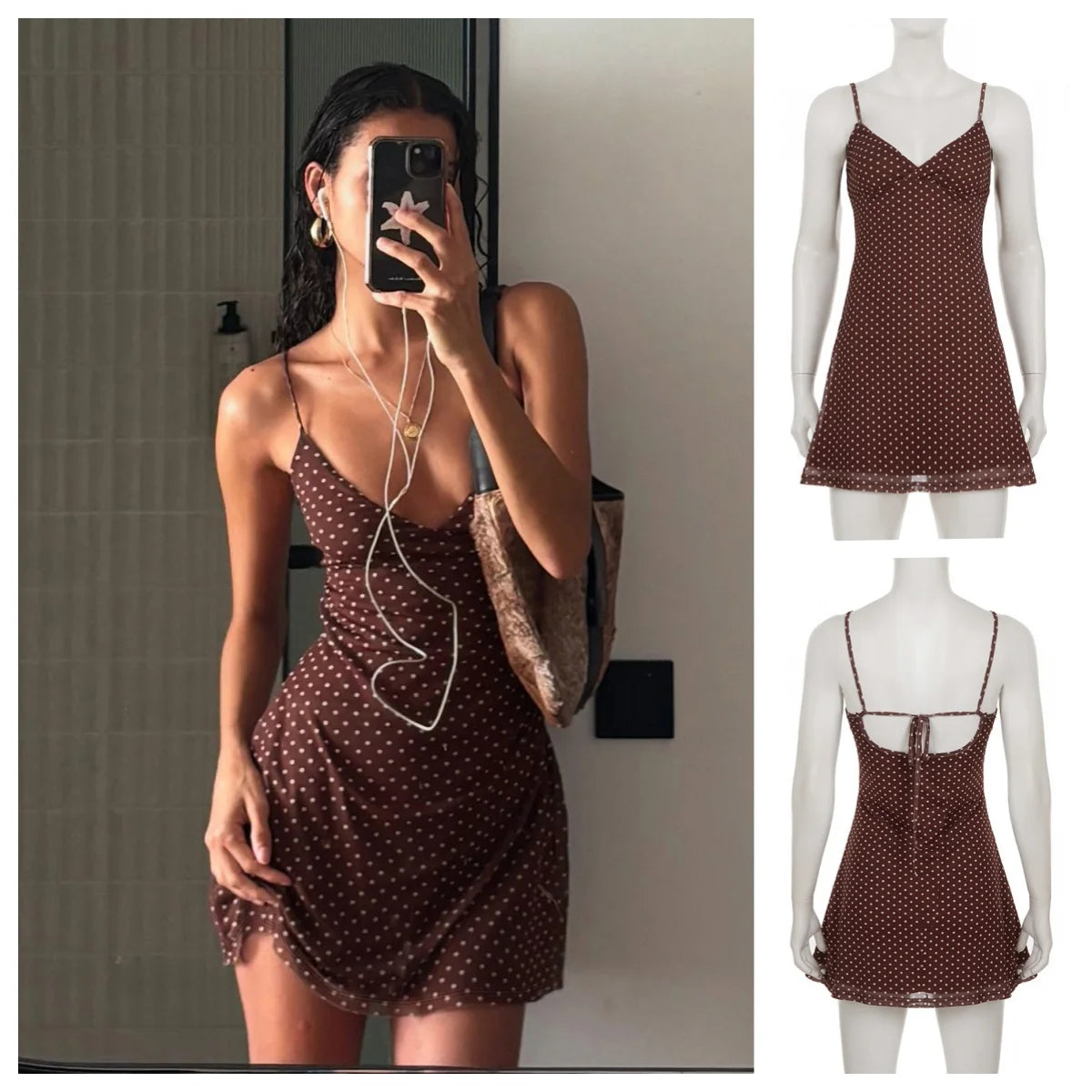 Y2K Dot Print Sleeveless Mini Dress