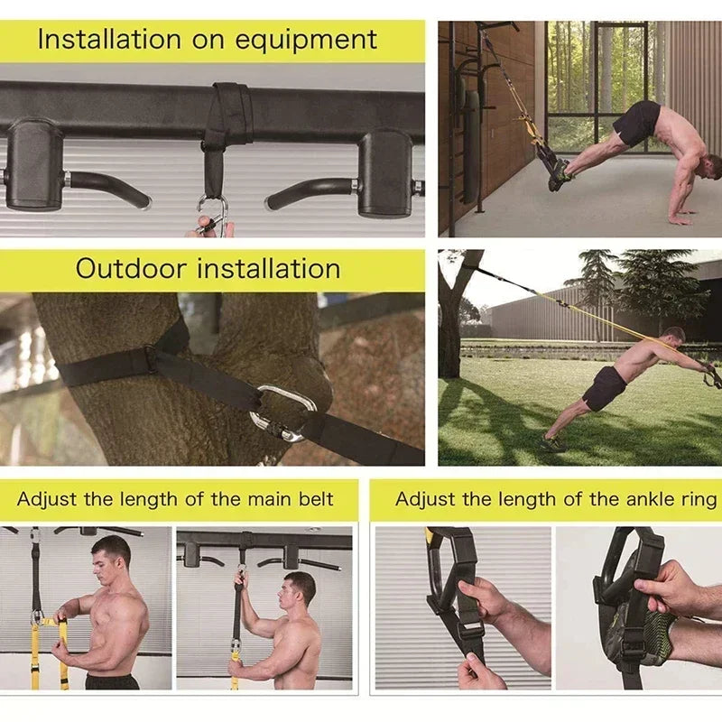 New 1 Set Suspension Training Strap Fitness Strength Power Suspension Trainer  Yoga Strap Wall Mount Professional Trx Tensioner - PrimeNest