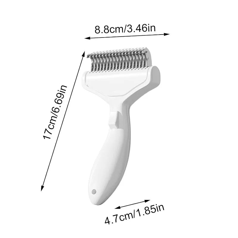 Pet Hair Removal Comb Curved Stainless Steel Teeth for Dogs Cats Detangling Brush for Long Thick Hair Professional Grooming Tool - PrimeNest