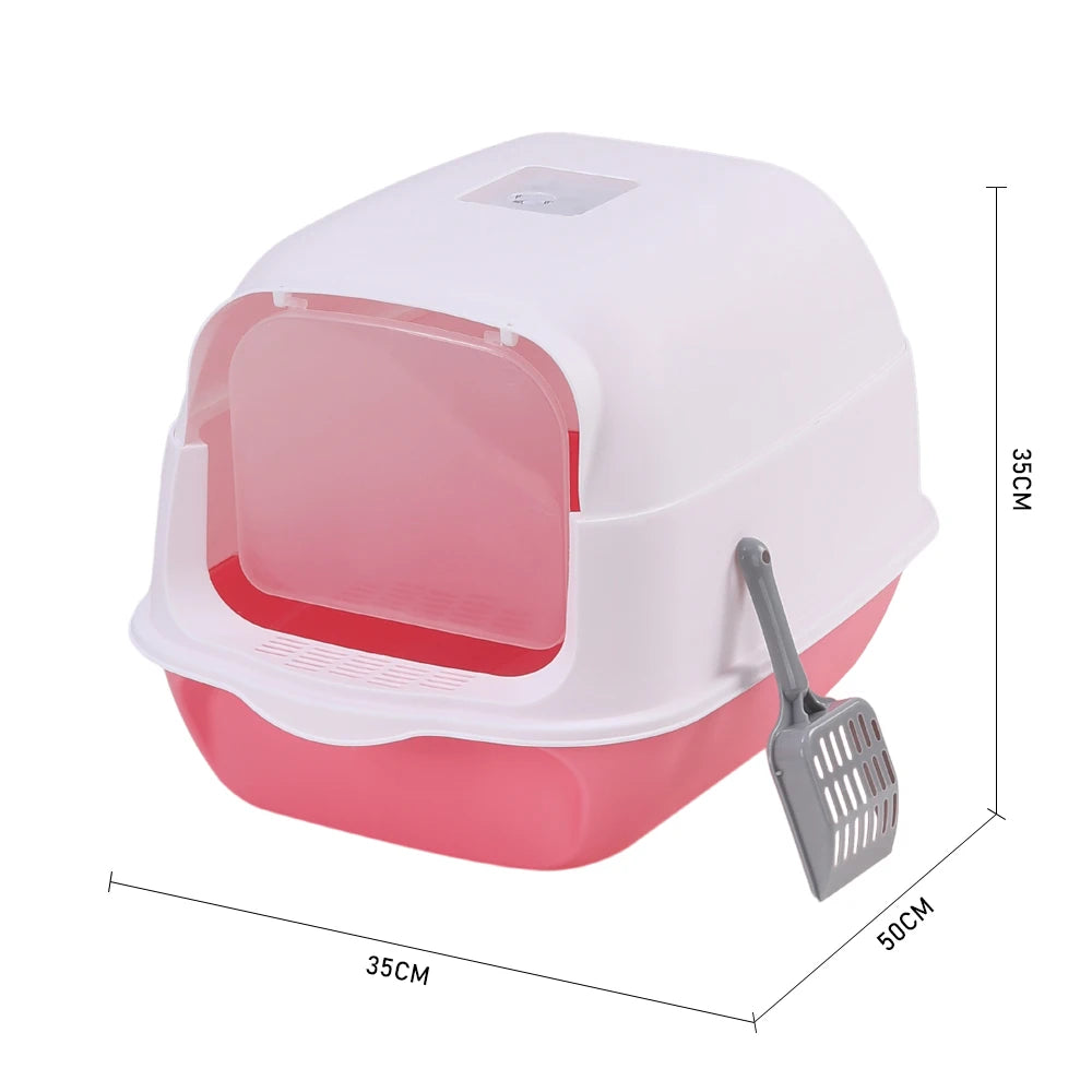 Voltsify Detachable Cat Litter Box with 180° Flip-Top & Scoop & Deodorant, 35cm W x 50 cm D x 35 cm H - PrimeNest