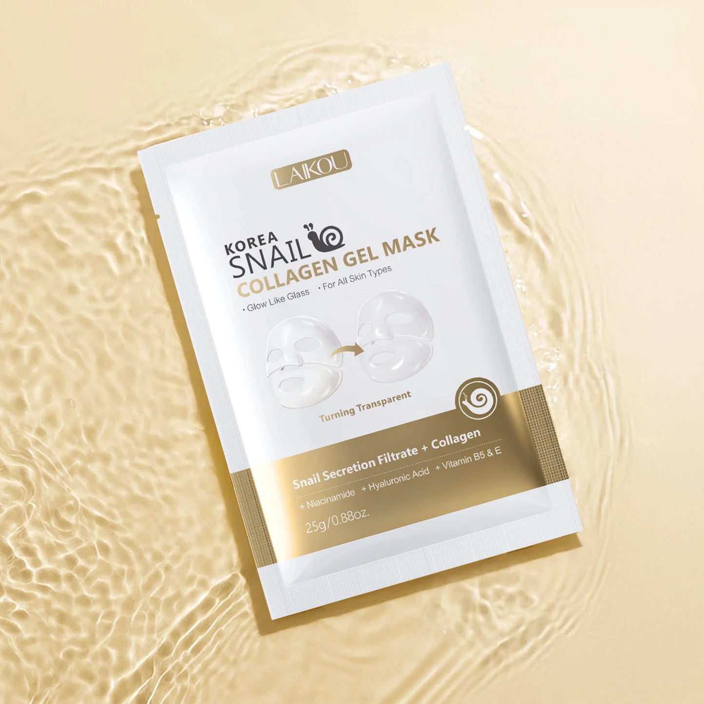 LAIKOU Korea Snail Collagen Essence Mask Hydrating Sheet Mask Anti-Wrinkle Face Mask Firming Skin Care 25g*20pcs - PrimeNest