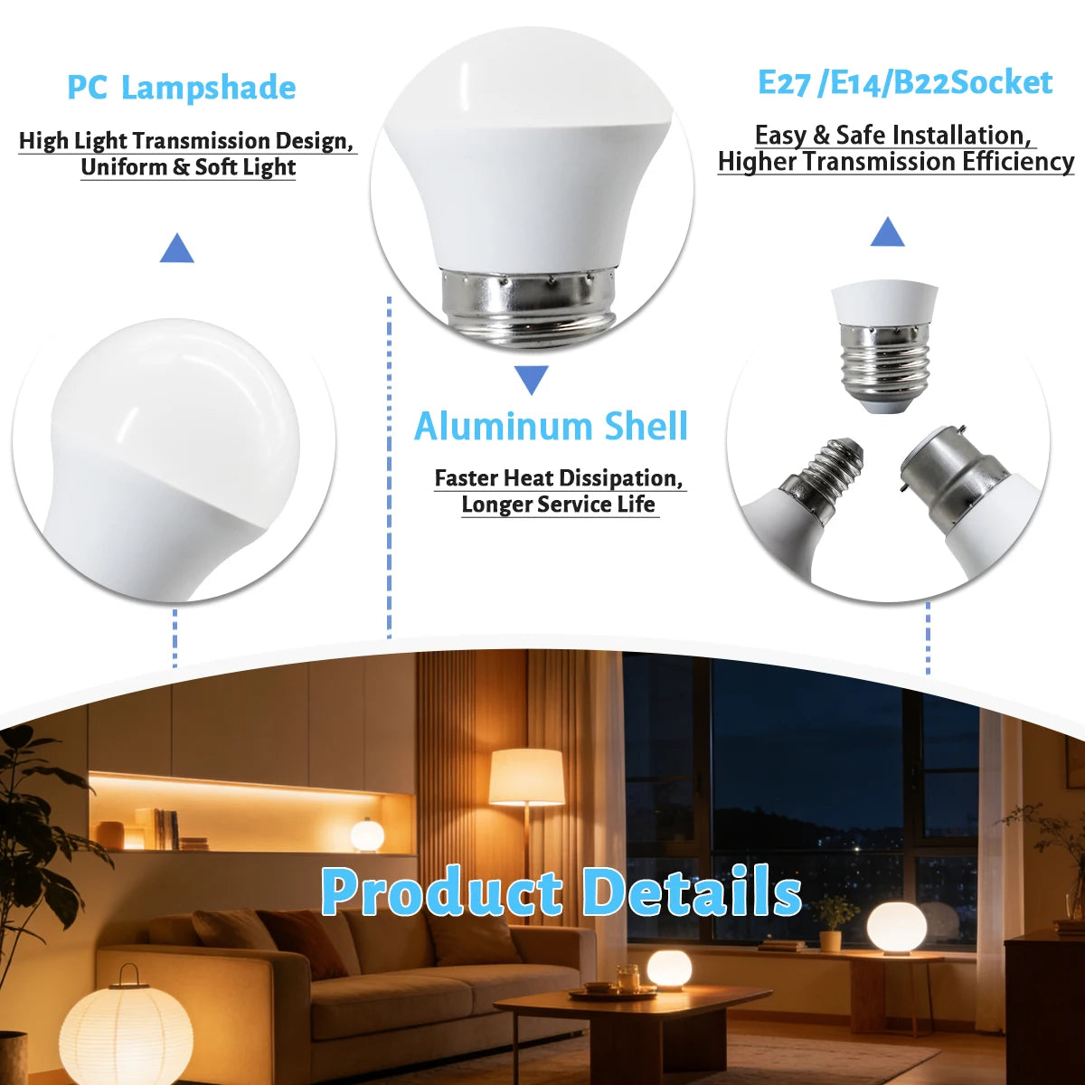 1-12Pack Hight Quality E14 E27 B22 LED Light Bulb AC 220V 240V 3W-7W 80lm/w Mini Bulb Non-Flicker 3000K 4000K 6000K Lampara Led