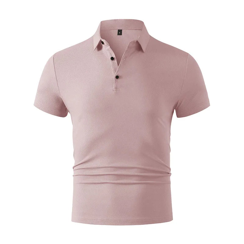 2025 New Men's Casual and Fashionable Simple Collared Short Sleeved Polo Shirt Summer Comfortable Breathable and Versatile Top