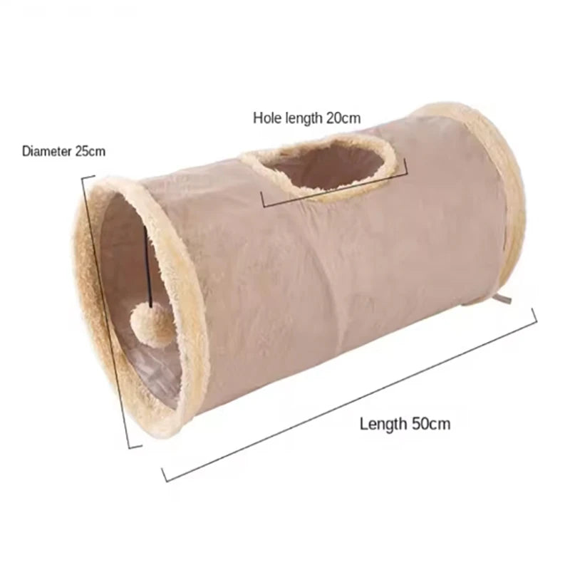 Pet Cat Plush Tunnel Foldable Suede Channel Toy for Self Entertainment and Relaxation Cat Toy Suitable for Cats to Play at Home - PrimeNest