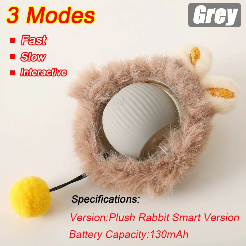 New Cat Interactive Ball Toy Automatic Rolling Ball Faux Tail Rechargeable Smart Pet Electric Toy Dog Cat Training Imitate Mouse - PrimeNest