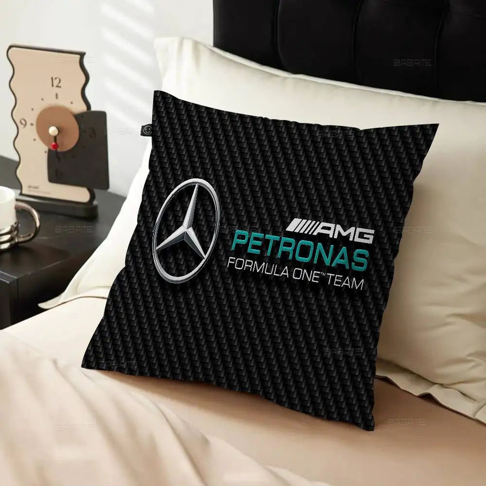 M-Mercedes-Ben-zs Logo Pillow Covers Cartoon Sofa Decorative Home Double-sided Printing Short Plush Cute Cushion Cover