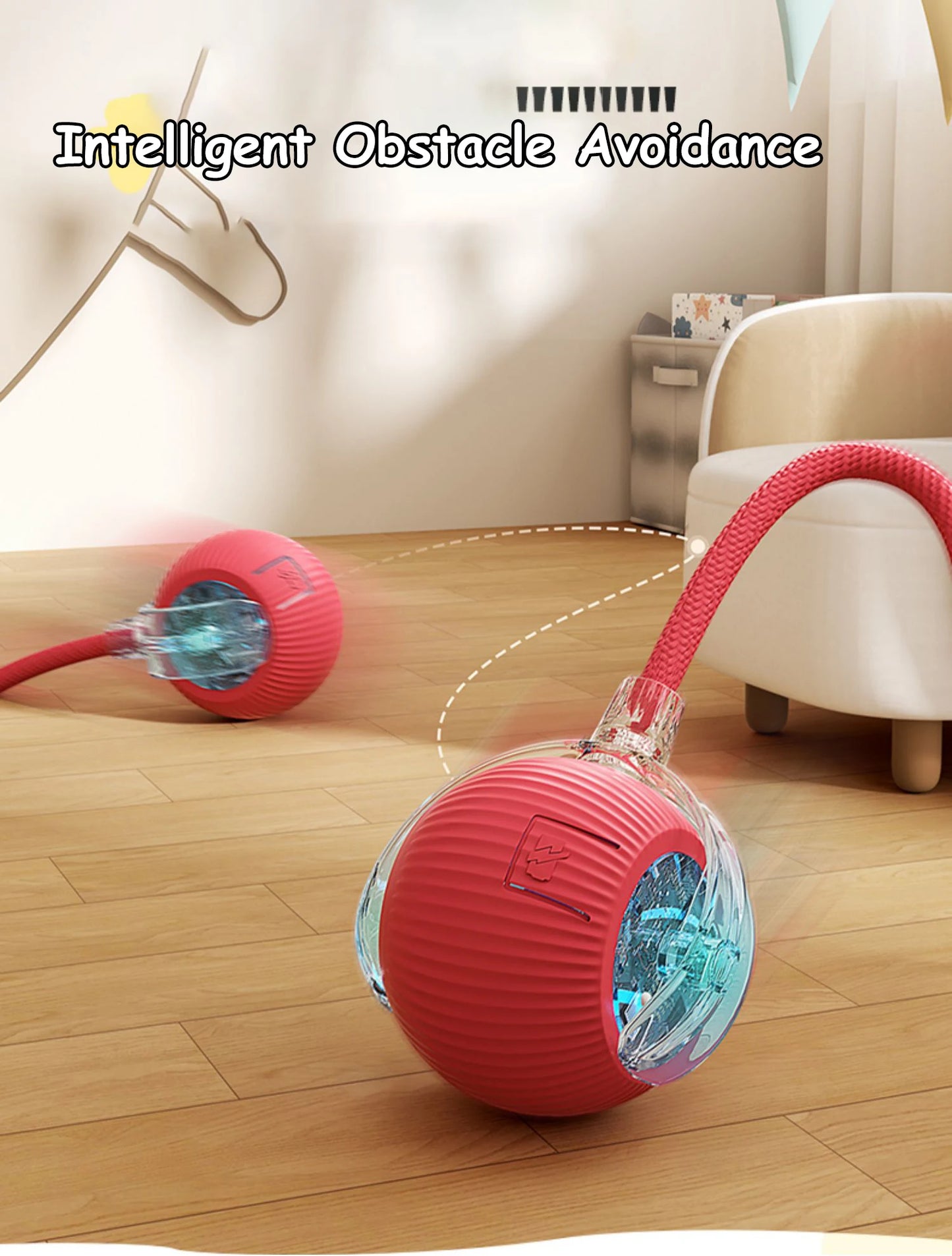 New Cat Interactive Ball Toy Automatic Rolling Ball Faux Tail Rechargeable Smart Pet Electric Toy Dog Cat Training Imitate Mouse - PrimeNest