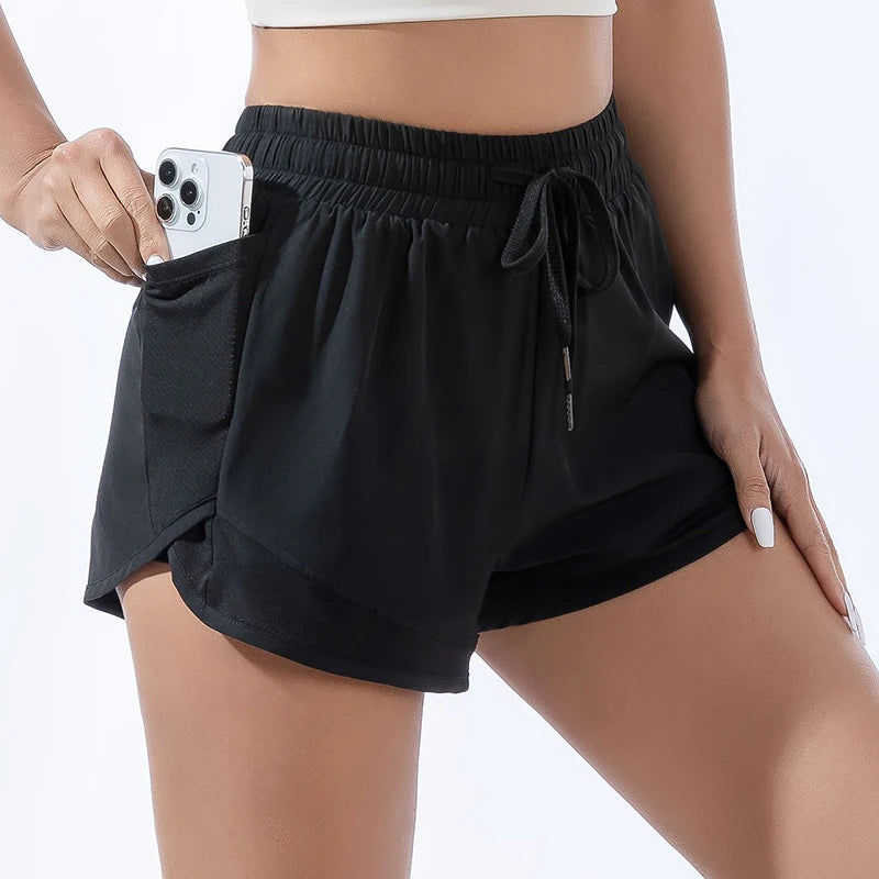 Yoga Wear Sports Fitness Shorts Women's Sports Bodybuilding Morning Run Elastic Wear Bottom Yoga Quick Dry Pants - PrimeNest