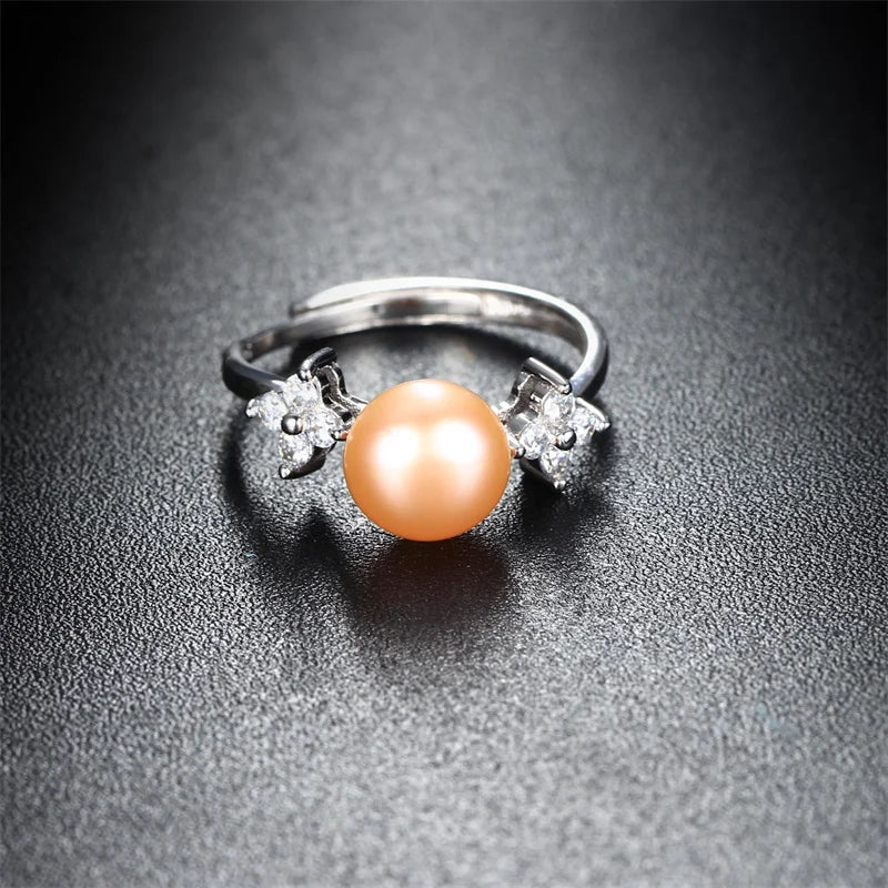 YWYC Freshwater Cultured Pearl 925 Sterling Silver Rings for Women Open Adjustable Rings Jewlery Gift Wholesale