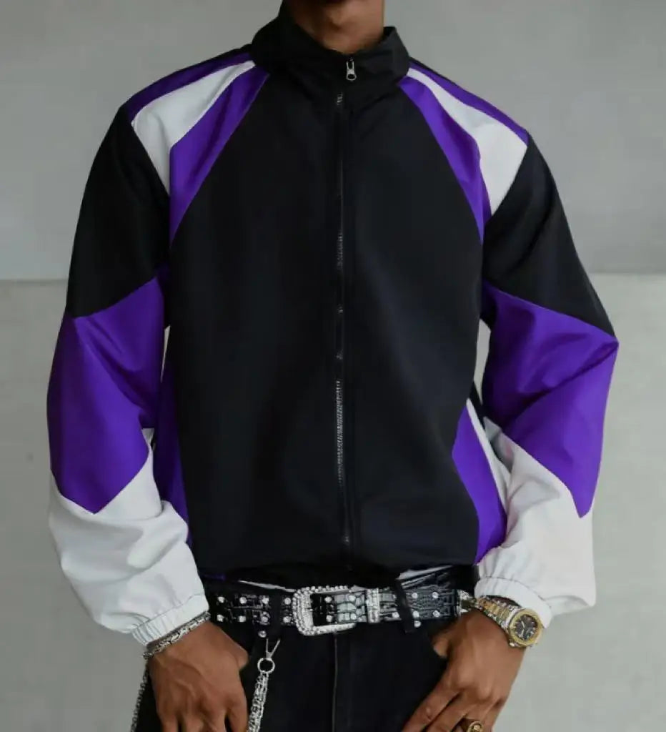 Men's Colour-Block Windproof Jacket
