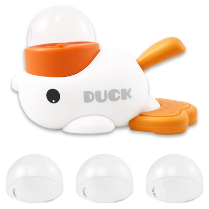Interactive Duck Shaped Dog Slow Feeder Washable Automatic Dog Feeder Toy with 3 Food Outlet Size for Pets Food Dispenser - PrimeNest