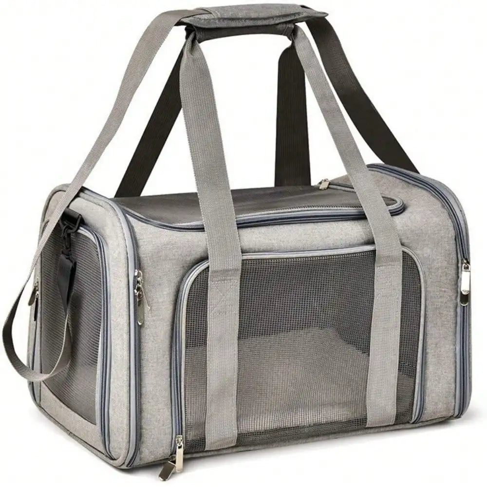 Cat Carrier Dog Carrier Portable Pet Carrier Soft Sided, Medium Small, Foldable Puppy Cat weighing 3kg-6kg for Travel(Gery) - PrimeNest